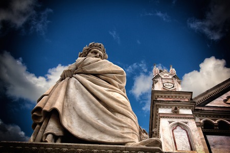a view of a Dante statue in Florence,Italyのeditorial素材