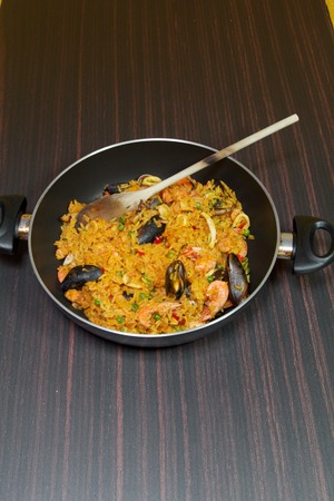 a view of a colored paellaの写真素材