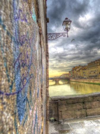 A view of Florence Old Bridge,Italyの写真素材
