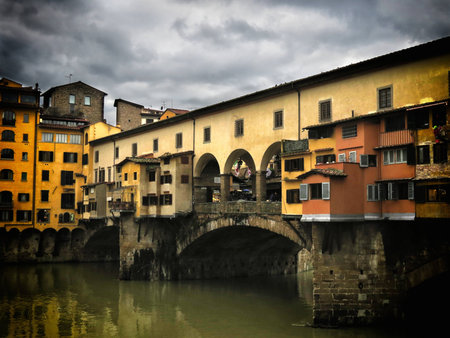 A view of Florence Old Bridge,Italyのeditorial素材