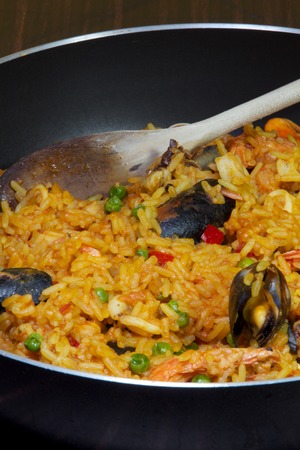 a view of a colored paellaの写真素材