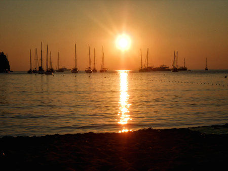 A susnet on the beachの写真素材