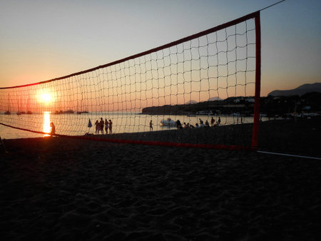 A susnet on the beachの写真素材