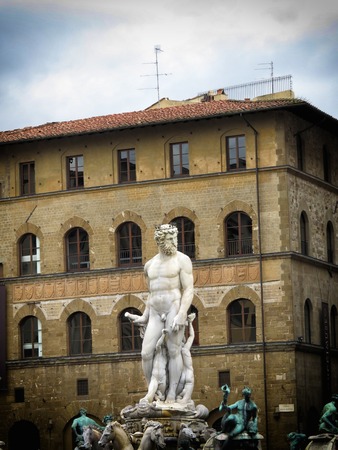 Nettuno statue,Florence,Italyのeditorial素材