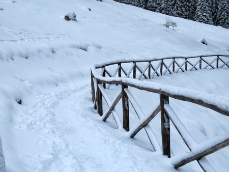 a view of fresh snow on a mountainの写真素材