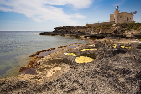 a view of the Favignana lighthouse Sicily,Italyの写真素材