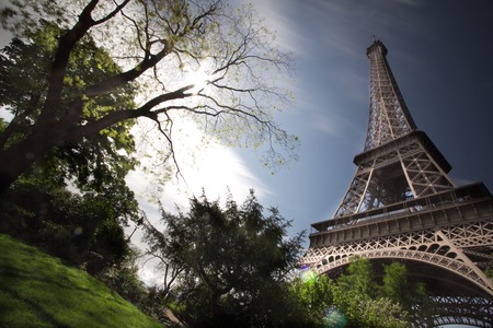a view of Eiffel Tower in Parisの写真素材