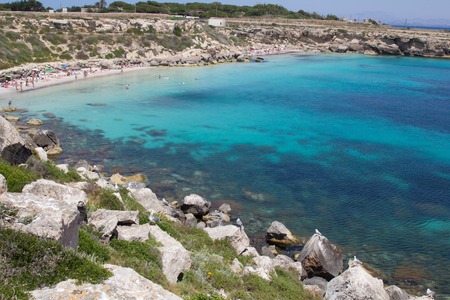 a view of the Favignana beach Sicily,Italyの写真素材