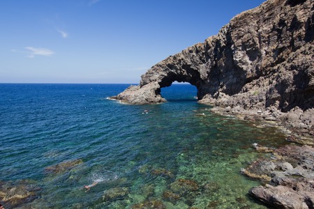 a view of Elephant arc Pantelleria,Italyの写真素材