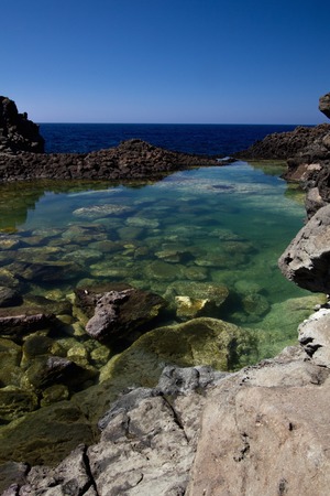 a view of Pantelleria beach,Laghetto Ondine,Italyの写真素材