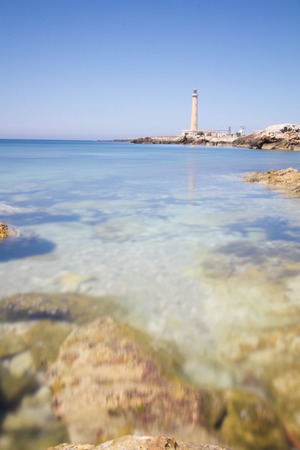 a view of the Favignana lighthouse Sicily,Italyの写真素材