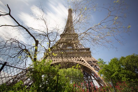 a view of Eiffel Tower in Parisの写真素材
