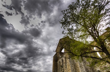 A storm on a churchの写真素材
