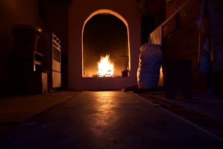 a detail of a fireplaceの写真素材