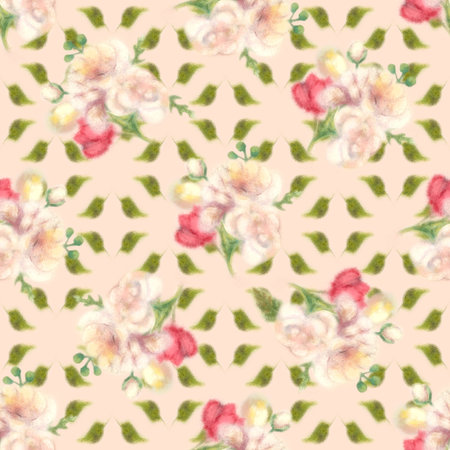 Fuzzy water colour flower seamless background