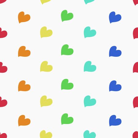 Seamless pattern with multi-colored hearts on a white background. Vector illustration.のイラスト素材