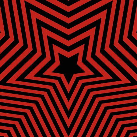 Abstract optical illusion background with a star. Black and red. Vector.のイラスト素材