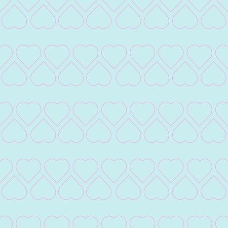 Seamless pattern with pink hearts on a blue background. Vector illustration