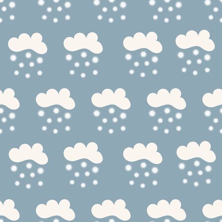 Seamless pattern with cute white clouds. Vector illustration.のイラスト素材