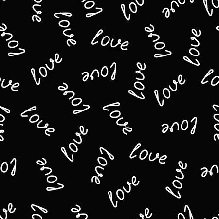 Seamless pattern with love on a black background. Vector illustration. Design for print, textile, wrapping paper.のイラスト素材