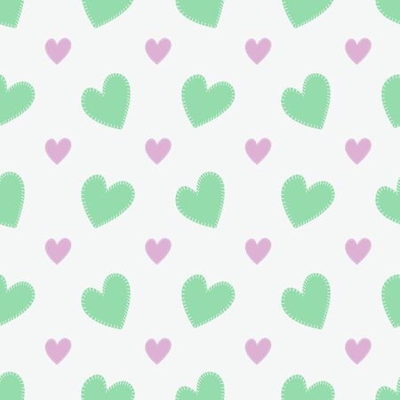 Seamless pattern with mint and pink hearts. Vector illustration.のイラスト素材
