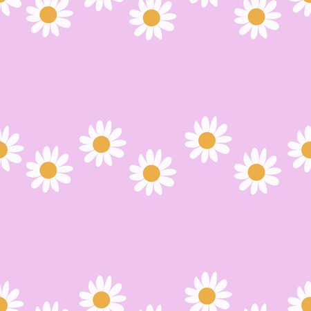 Seamless pattern with chamomile on a pink background. Vector illustration.のイラスト素材
