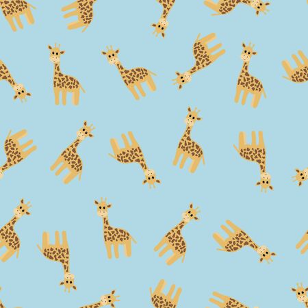 Seamless pattern with cartoon giraffe. Vector illustration.のイラスト素材