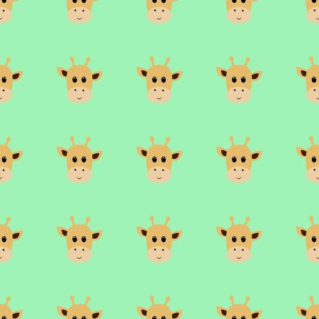 Seamless pattern with cartoon giraffe. Vector illustration.のイラスト素材