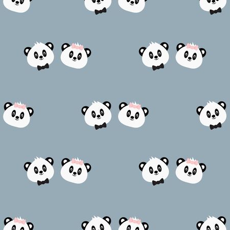 Seamless pattern with cute cartoon panda. Vector illustration.のイラスト素材