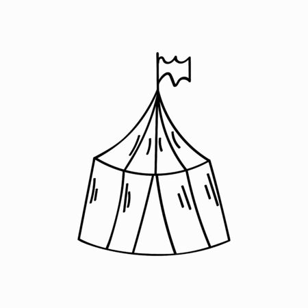 Circus doodle icon. Drawing by hand. Vector illustration. Coloring book.のイラスト素材