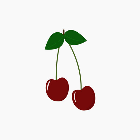 Color illustration of cherry. Juicy ripe berry. Vector illustration.