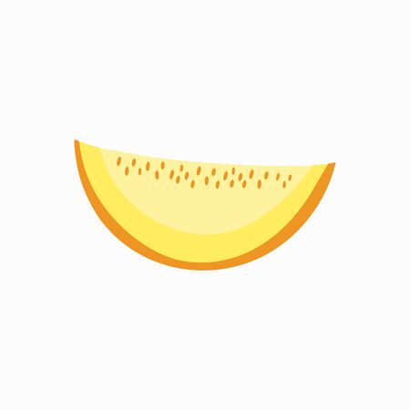 Color illustration of a piece of melon. Tropical fruit. Vector illustration.のイラスト素材