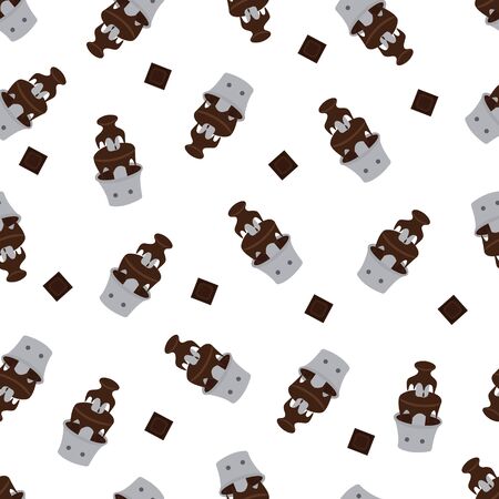 Seamless pattern with chocolate fountain. Vector illustration.のイラスト素材