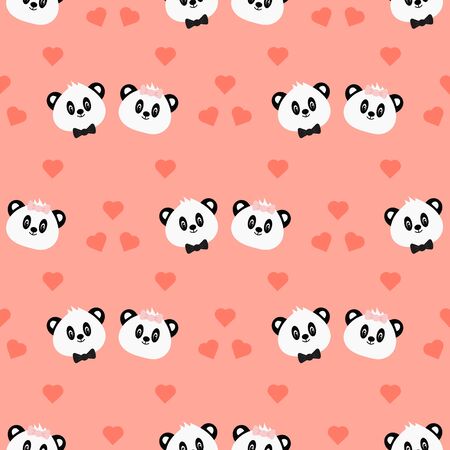 Seamless pattern with cute cartoon panda. Vector illustration.のイラスト素材
