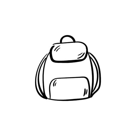 Backpack doodle icon. Drawing by hand. Vector illustration.のイラスト素材