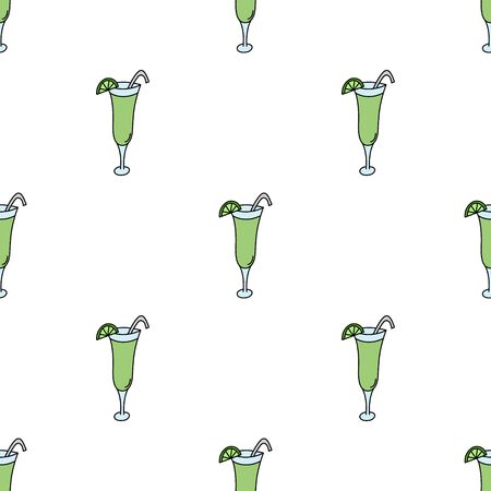Seamless pattern with cocktail mojito. Vector illustration.のイラスト素材