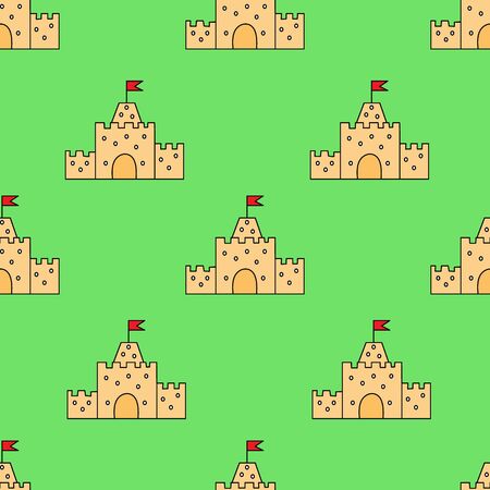 Seamless pattern with sand castles. Vector illustration.のイラスト素材