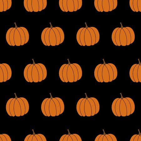 Pumpkins Vegetable Vector flat illustration. Seamless pattern.のイラスト素材
