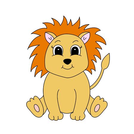 Cartoon cute lion. Vector illustration for children.のイラスト素材
