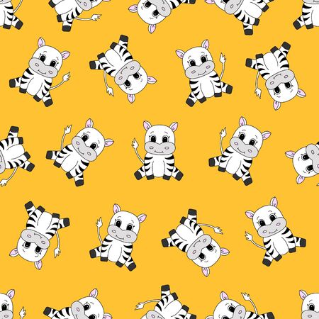 Cartoon cute zebra. Vector illustration for children. Seamless pattern.のイラスト素材