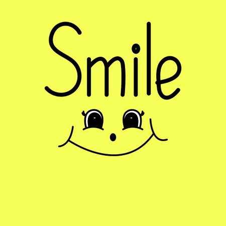 Smile background. Inspirational quote. Hand drawn vintage illustration.のイラスト素材