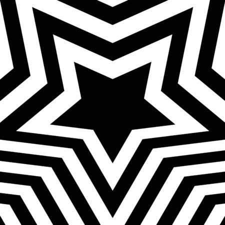 Abstract optical illusion background with a star. Black and white. Vector.のイラスト素材
