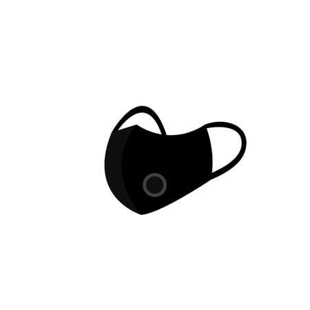 Black medical mask. Icon. Drawing by hand. Vector illustration.のイラスト素材
