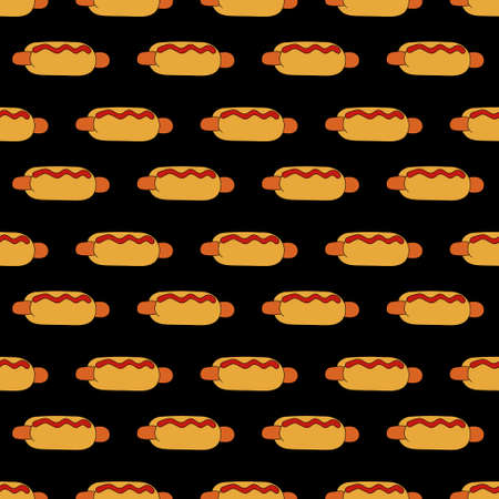 Hot dog. Seamless pattern. Fast food. Vector illustration.のイラスト素材