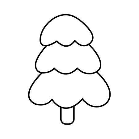 Christmas tree. Doodle icon. Element of coloring book. Vector illustration.のイラスト素材