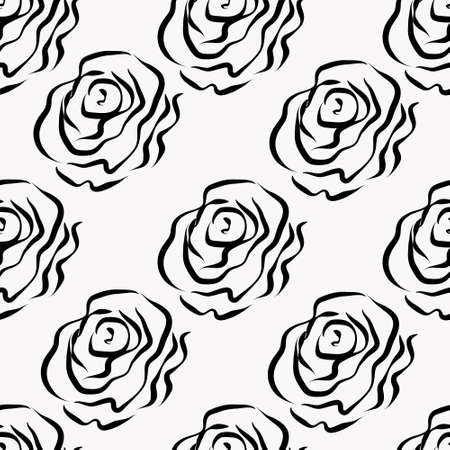 Seamless pattern with black pink silhouette on a white background.のイラスト素材
