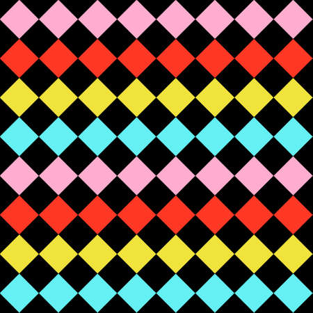 Seamless pattern. Black background with colorful rhombuses. Vector illustration.のイラスト素材