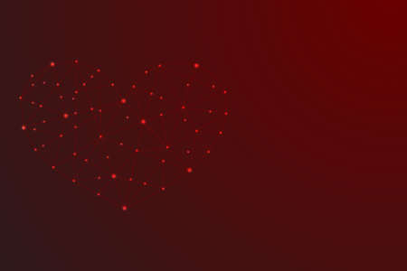 Abstract icon Heart made from lines and triangles. Low poly style design.の写真素材