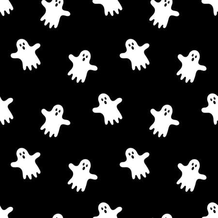 Seamless pattern with cartoon cute ghost. Vector illustration.のイラスト素材
