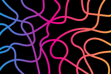 Black and rainbow lines background. Vector illustration.